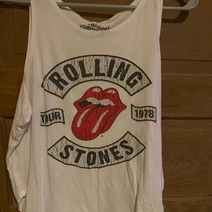 LG White Rolling Stones Tank Top